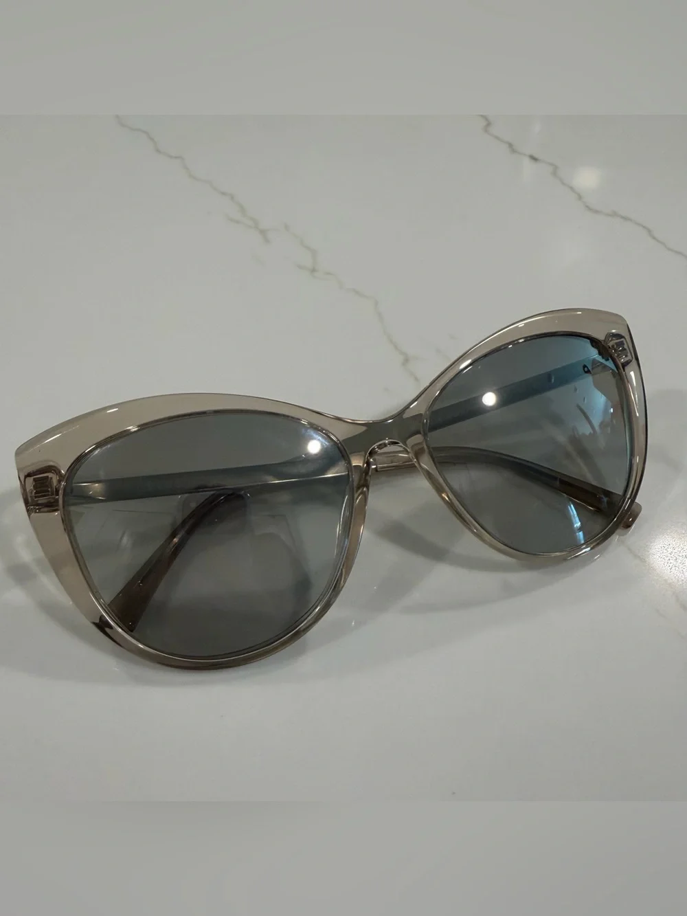 Versace Cat-Eye Sunglasses in Light Beige and Black